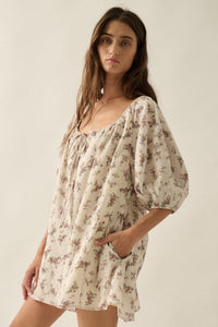 Simply Beautiful Floral Puff-Sleeve Babydoll Romper - ShopPromesa