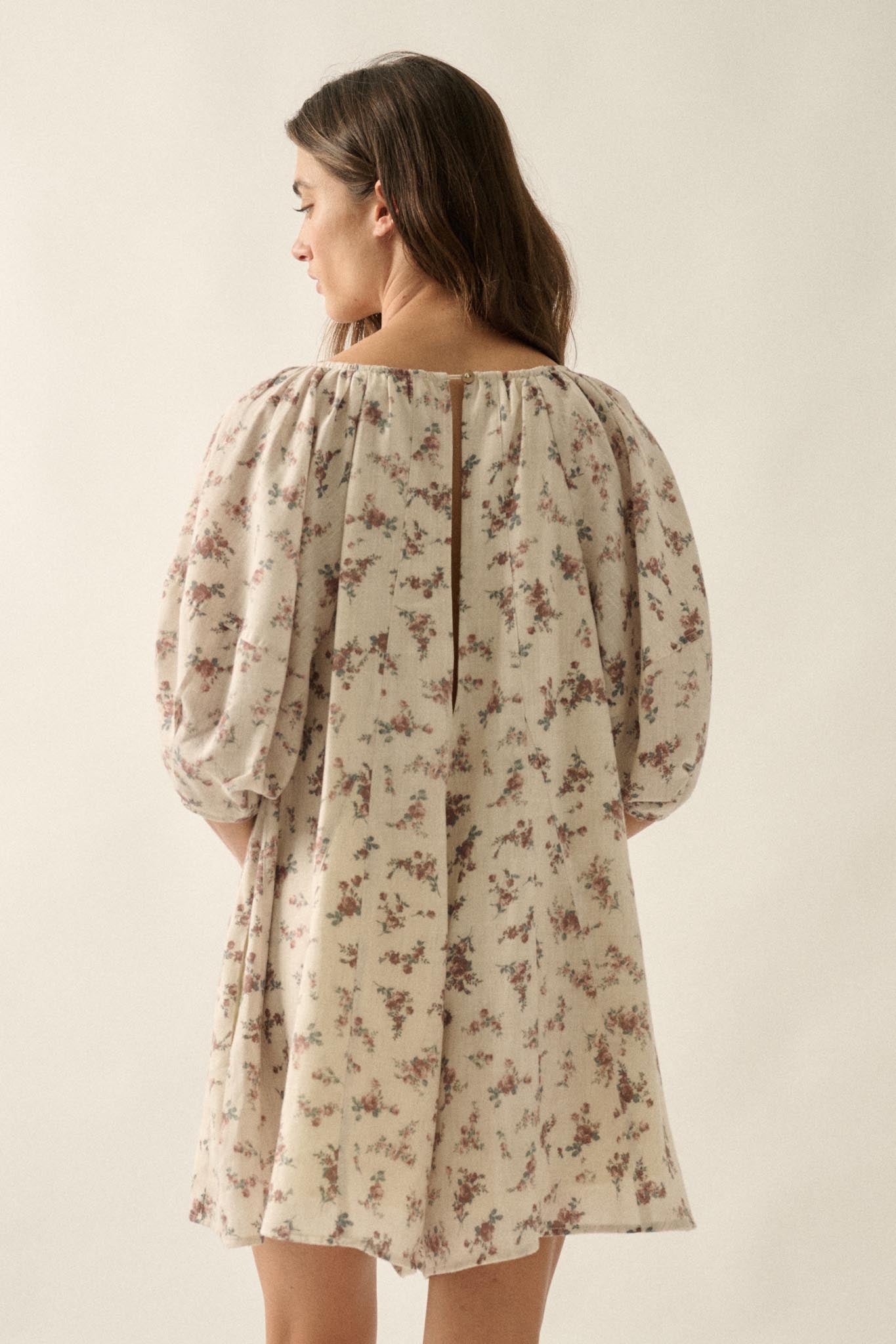 Simply Beautiful Floral Puff-Sleeve Babydoll Romper - ShopPromesa