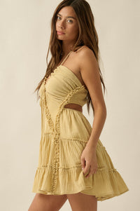 Breathe Free Cotton Gauze Ruffle Halter Romper - ShopPromesa