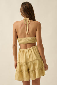 Breathe Free Cotton Gauze Ruffle Halter Romper - ShopPromesa