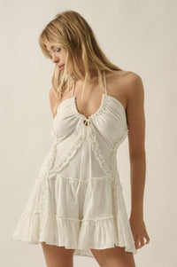 Breathe Free Cotton Gauze Ruffle Halter Romper - ShopPromesa