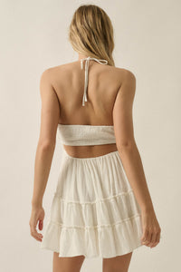 Breathe Free Cotton Gauze Ruffle Halter Romper - ShopPromesa