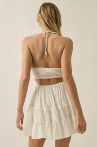Breathe Free Cotton Gauze Ruffle Halter Romper - ShopPromesa