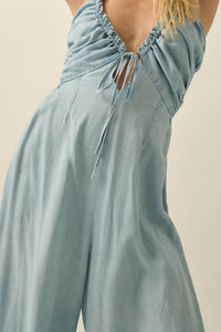 Summer Skies Denim Wide-Leg Halter Jumpsuit - ShopPromesa