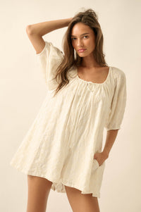 Flirt Alert Floral-Embroidered Babydoll Romper - ShopPromesa