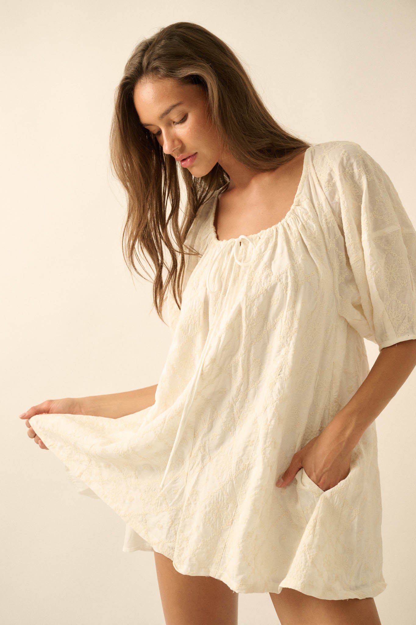 Flirt Alert Floral-Embroidered Babydoll Romper - ShopPromesa