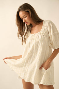 Flirt Alert Floral-Embroidered Babydoll Romper - ShopPromesa