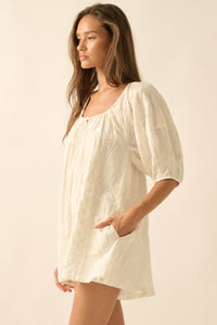 Flirt Alert Floral-Embroidered Babydoll Romper - ShopPromesa