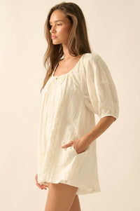 Flirt Alert Floral-Embroidered Babydoll Romper - ShopPromesa
