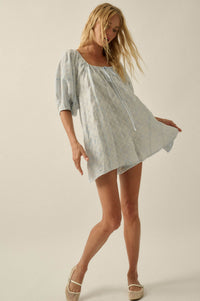 Flirt Alert Floral-Embroidered Babydoll Romper - ShopPromesa