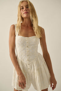 Flirty Blooms Embroidered Tiered Ruffle Romper - ShopPromesa