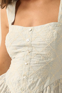 Flirty Blooms Embroidered Tiered Ruffle Romper - ShopPromesa