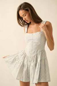 Flirty Blooms Embroidered Tiered Ruffle Romper - ShopPromesa