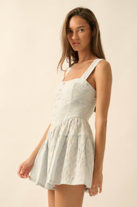 Flirty Blooms Embroidered Tiered Ruffle Romper - ShopPromesa