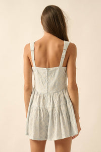 Flirty Blooms Embroidered Tiered Ruffle Romper - ShopPromesa