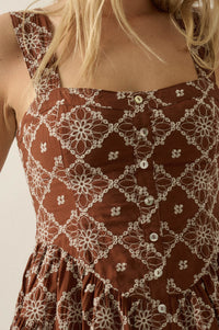 Flirty Blooms Embroidered Tiered Ruffle Romper - ShopPromesa