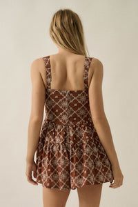 Flirty Blooms Embroidered Tiered Ruffle Romper - ShopPromesa