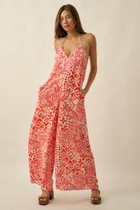 Dream Voyage Batik-Print Wide-Leg Halter Jumpsuit - ShopPromesa