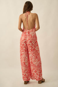 Dream Voyage Batik-Print Wide-Leg Halter Jumpsuit - ShopPromesa