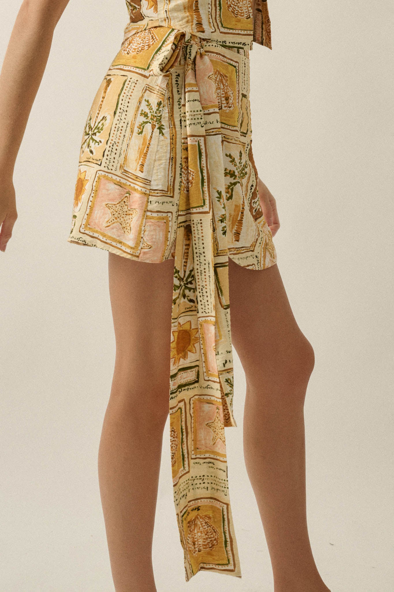 Lost in Paradise Tropical-Print Wrap Mini Skort - ShopPromesa