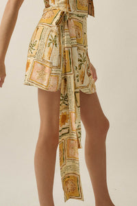 Lost in Paradise Tropical-Print Wrap Mini Skort - ShopPromesa