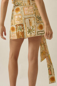 Lost in Paradise Tropical-Print Wrap Mini Skort - ShopPromesa