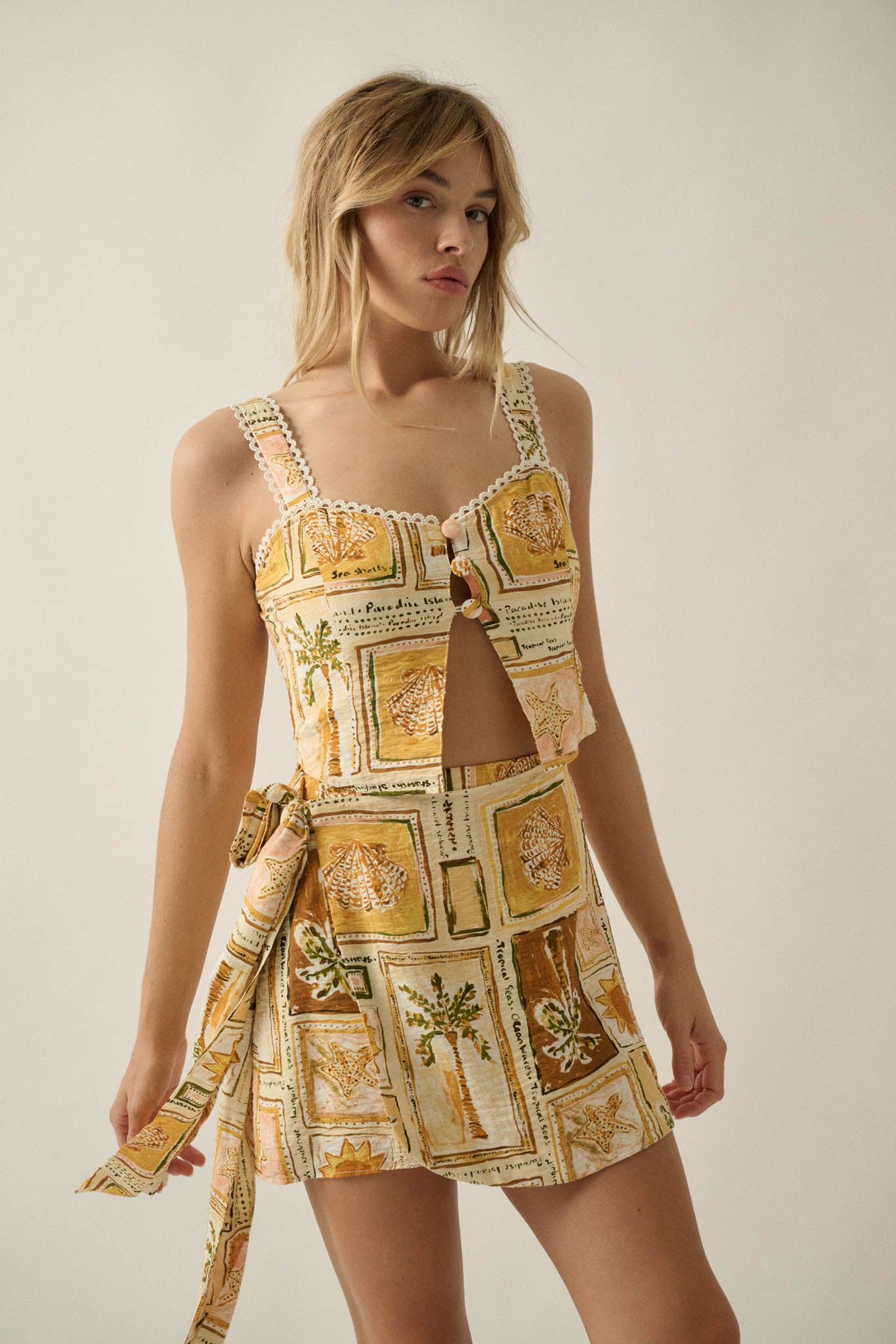 Lost in Paradise Tropical-Print Wrap Mini Skort - ShopPromesa