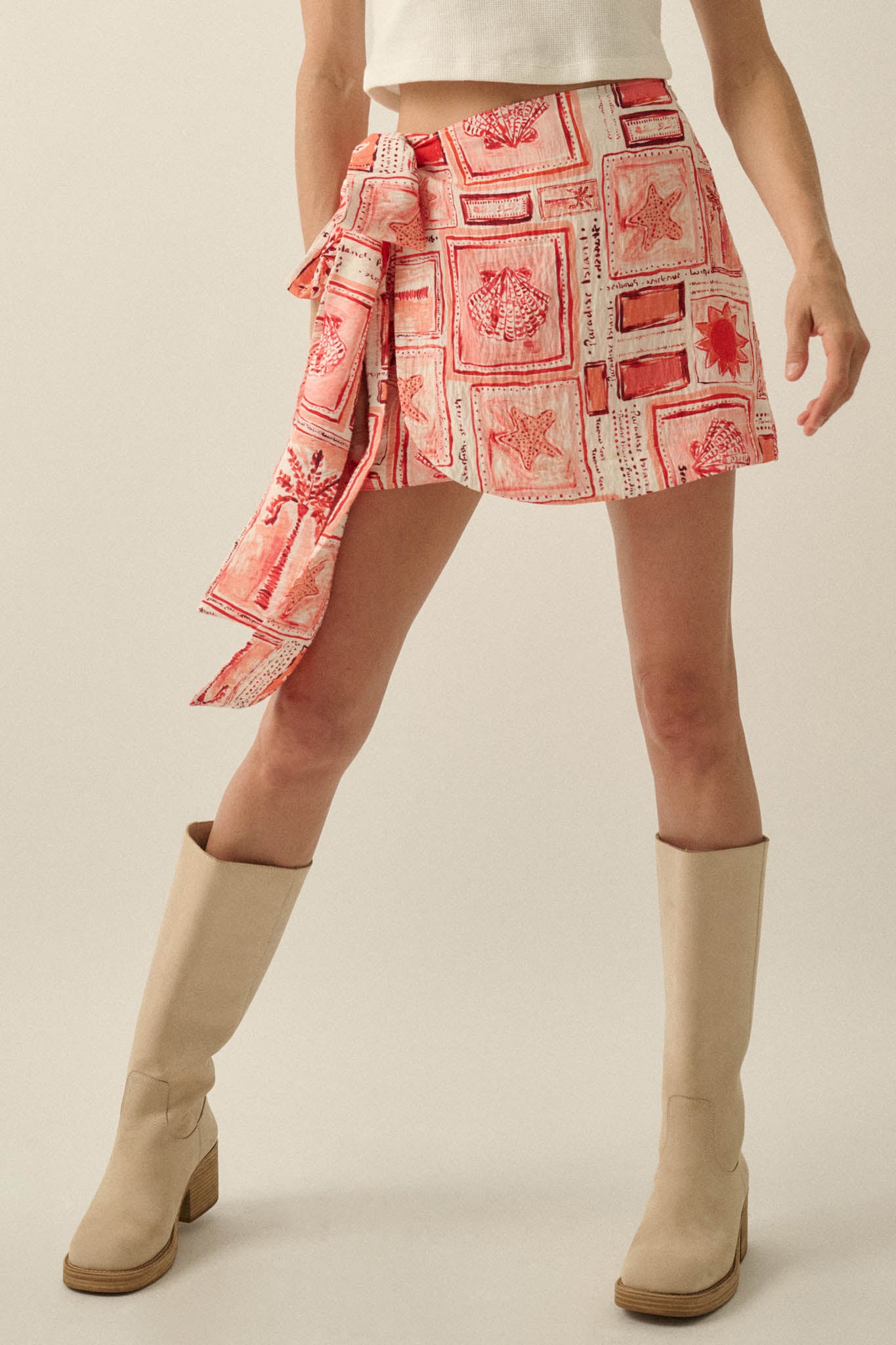 Lost in Paradise Tropical-Print Wrap Mini Skort - ShopPromesa