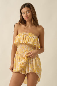 Truly Cherished Floral Strapless Flounce Romper - ShopPromesa