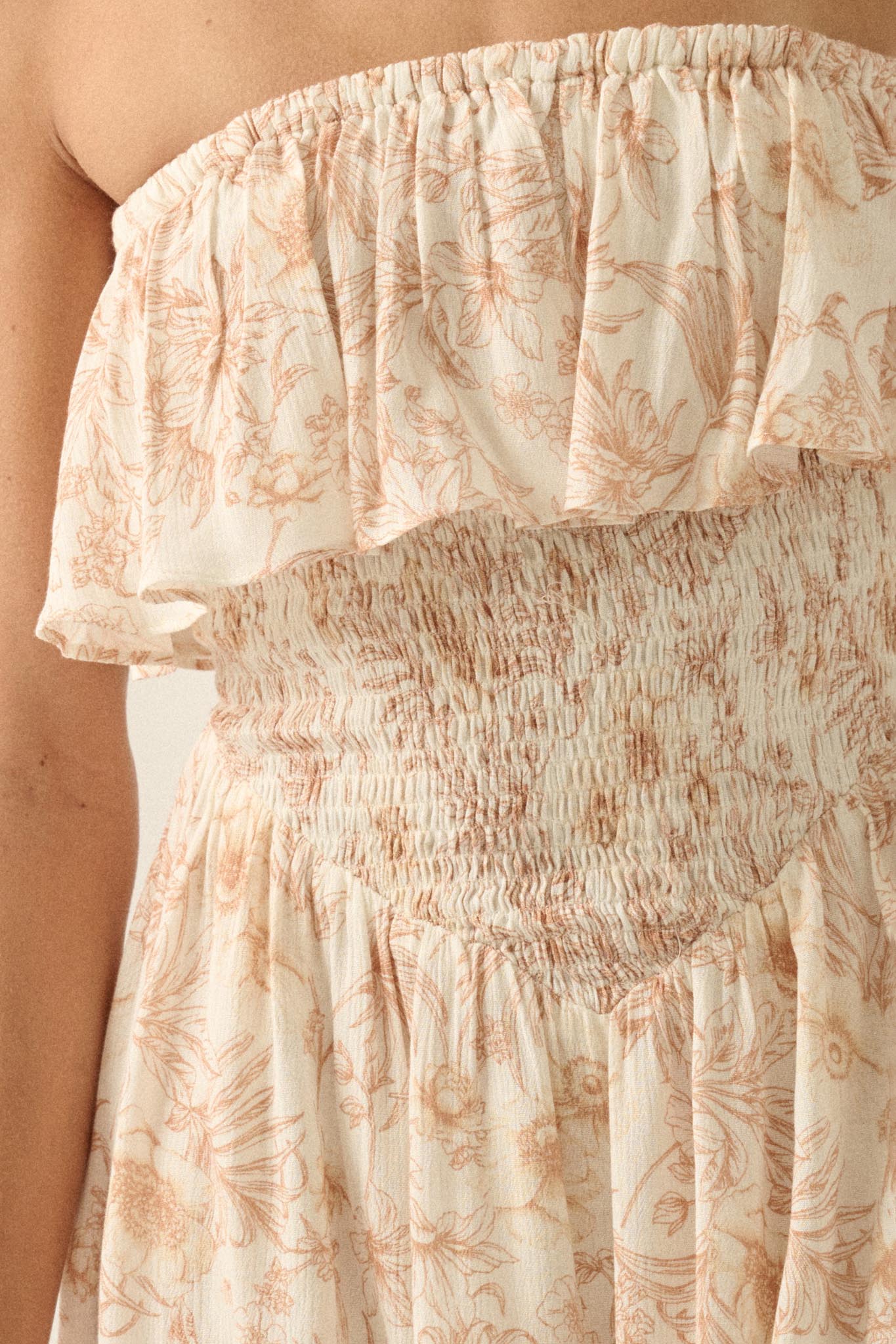 Truly Cherished Floral Strapless Flounce Romper - ShopPromesa