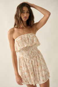 Truly Cherished Floral Strapless Flounce Romper - ShopPromesa