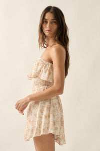 Truly Cherished Floral Strapless Flounce Romper - ShopPromesa