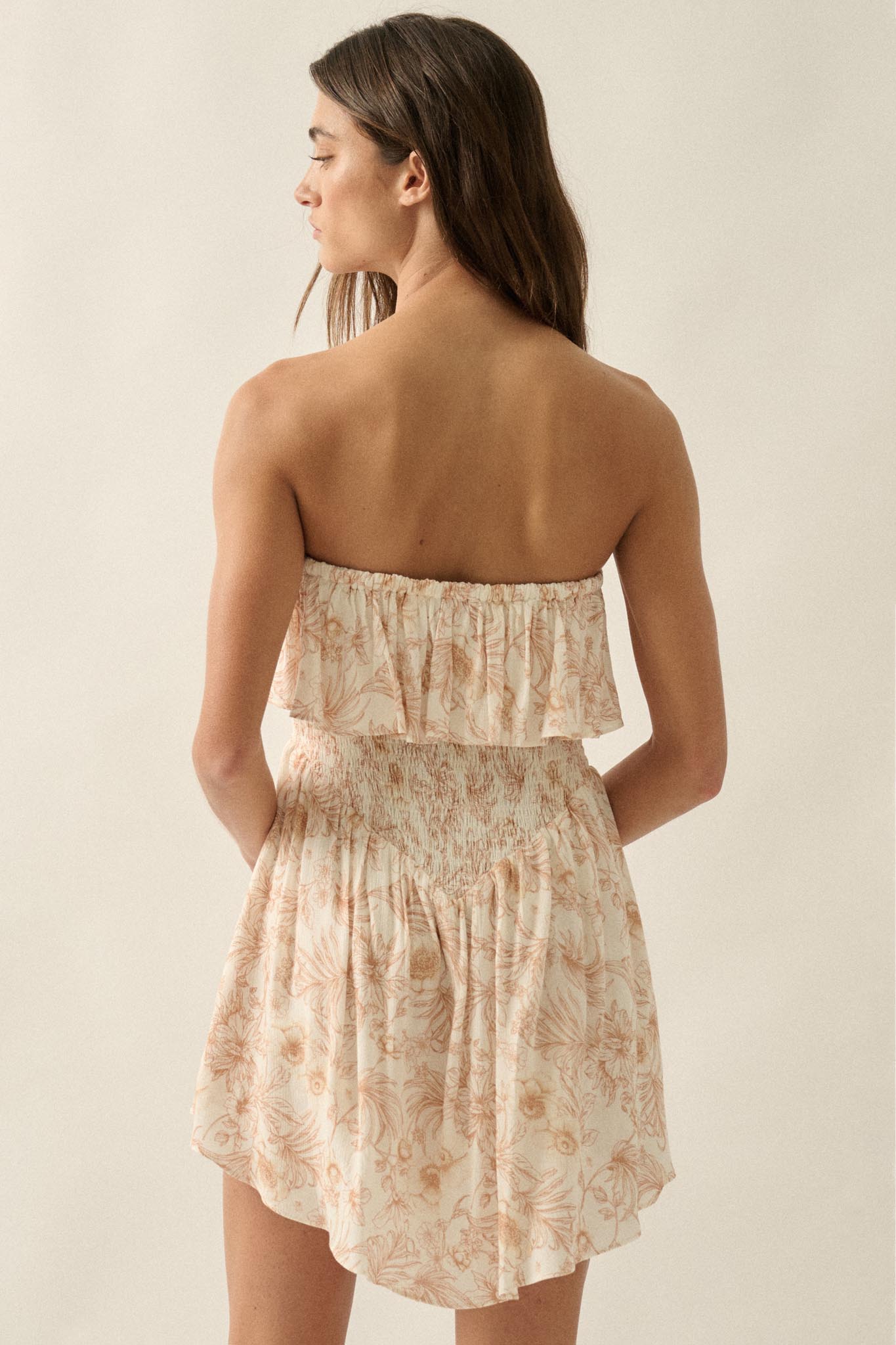 Truly Cherished Floral Strapless Flounce Romper - ShopPromesa