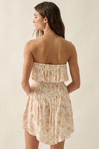 Truly Cherished Floral Strapless Flounce Romper - ShopPromesa