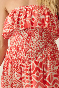 Voyaging Soul Batik-Print Strapless Flounce Romper - ShopPromesa