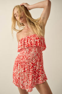 Voyaging Soul Batik-Print Strapless Flounce Romper - ShopPromesa