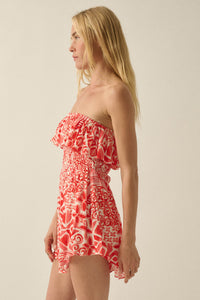 Voyaging Soul Batik-Print Strapless Flounce Romper - ShopPromesa