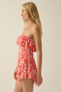 Voyaging Soul Batik-Print Strapless Flounce Romper - ShopPromesa