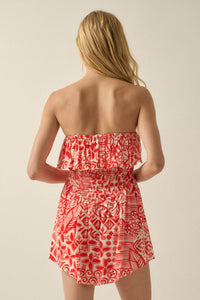 Voyaging Soul Batik-Print Strapless Flounce Romper - ShopPromesa