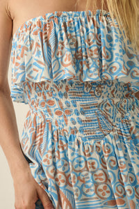 Voyaging Soul Batik-Print Strapless Flounce Romper - ShopPromesa