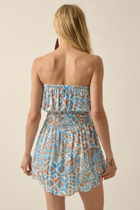 Voyaging Soul Batik-Print Strapless Flounce Romper - ShopPromesa
