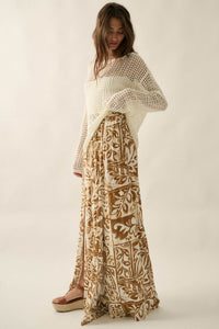 Beautiful Nomad Abstract Floral-Print Split-Hem Pants - ShopPromesa