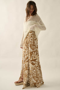 Beautiful Nomad Abstract Floral-Print Split-Hem Pants - ShopPromesa
