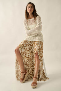 Beautiful Nomad Abstract Floral-Print Split-Hem Pants - ShopPromesa