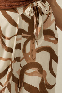 Loose Ends Ribbon-Print Wide-Leg Wrap Pants - ShopPromesa