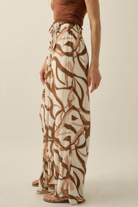 Loose Ends Ribbon-Print Wide-Leg Wrap Pants - ShopPromesa