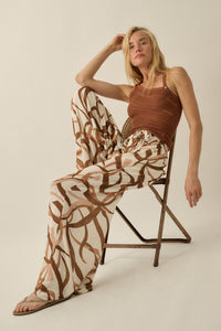 Loose Ends Ribbon-Print Wide-Leg Wrap Pants - ShopPromesa