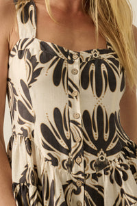 Sumptuous Beauty Ornate-Print Tiered Ruffle Romper - ShopPromesa