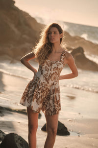 Sumptuous Beauty Ornate-Print Tiered Ruffle Romper - ShopPromesa