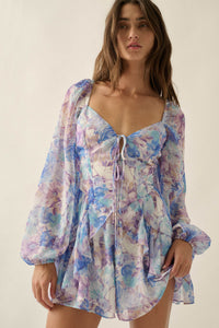 Pretty in Pastel Floral Chiffon Tie-Front Romper - ShopPromesa